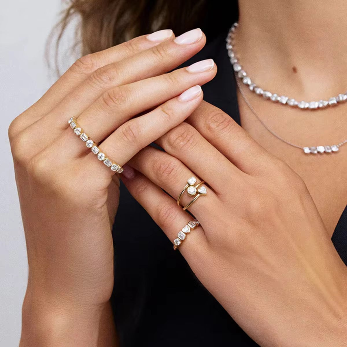 Three Layer Heart Open Ring: 18K Gold Plated