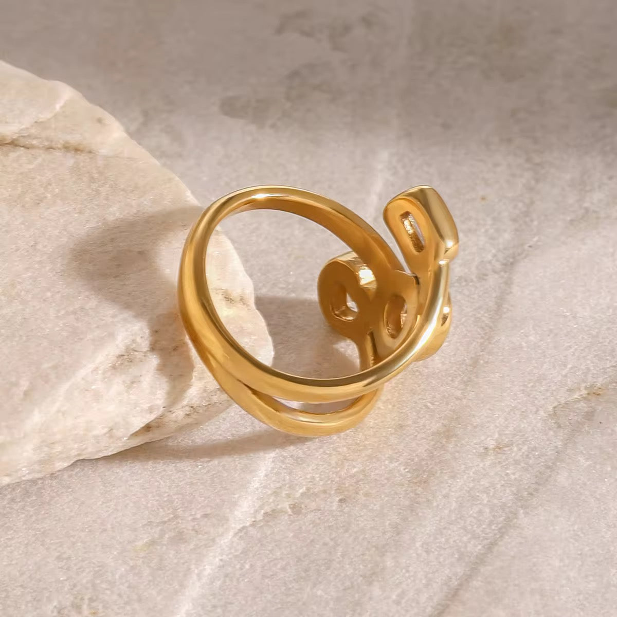Three Layer Heart Open Ring: 18K Gold Plated