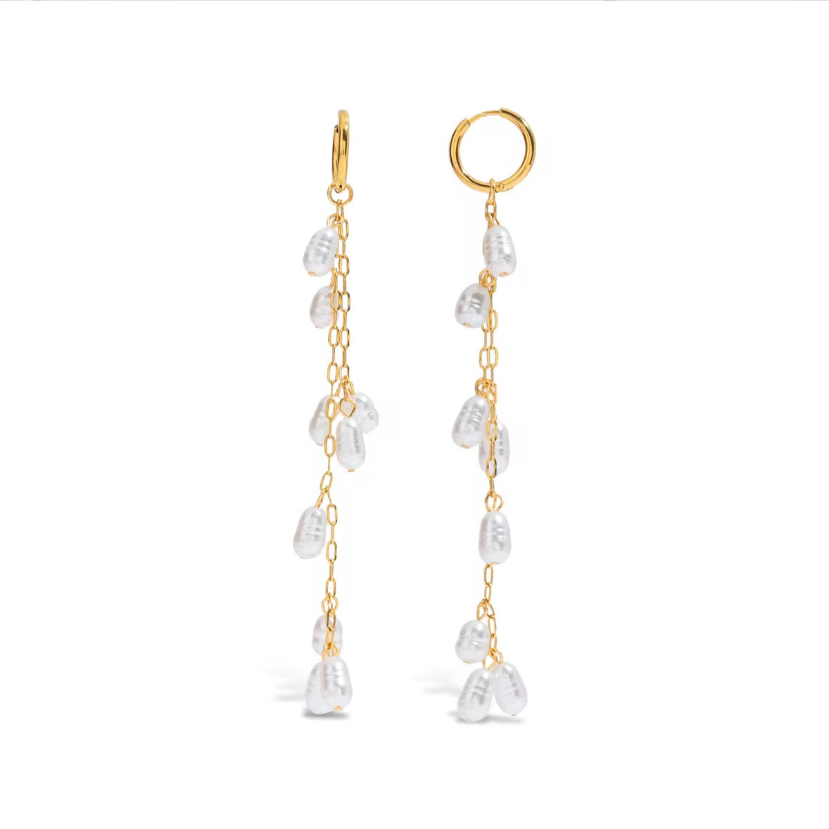 Pearl Tassel Earrings: 18K Gold Plated