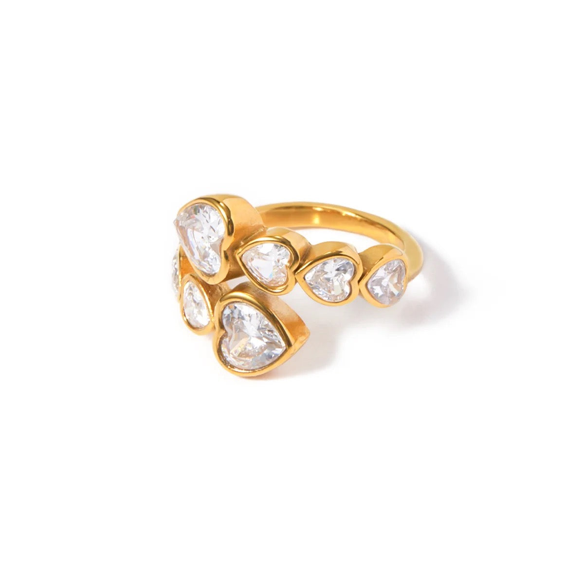 Halo Hearts Ring: 18K Gold Plated