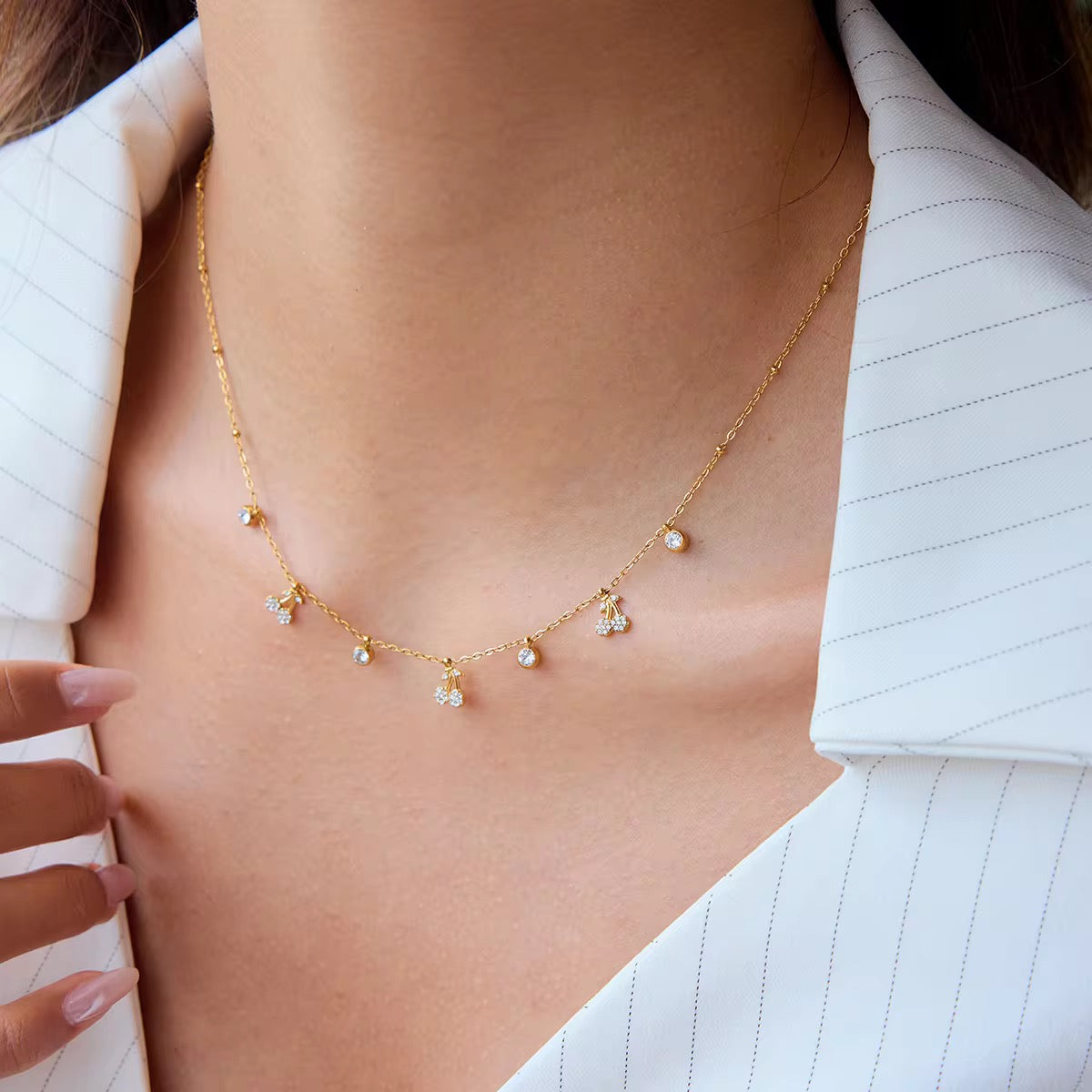 Cherry Charm Necklace: 18K Gold Plated
