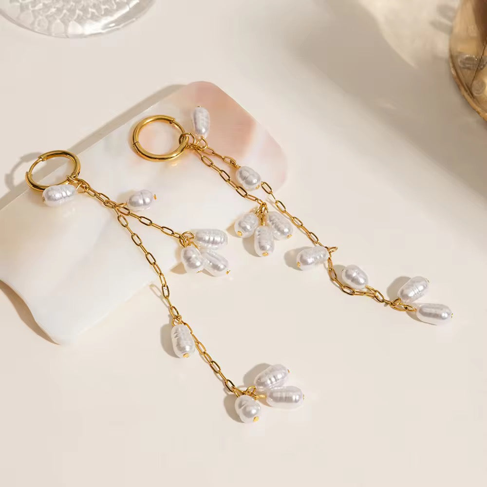 Pearl Tassel Earrings: 18K Gold Plated