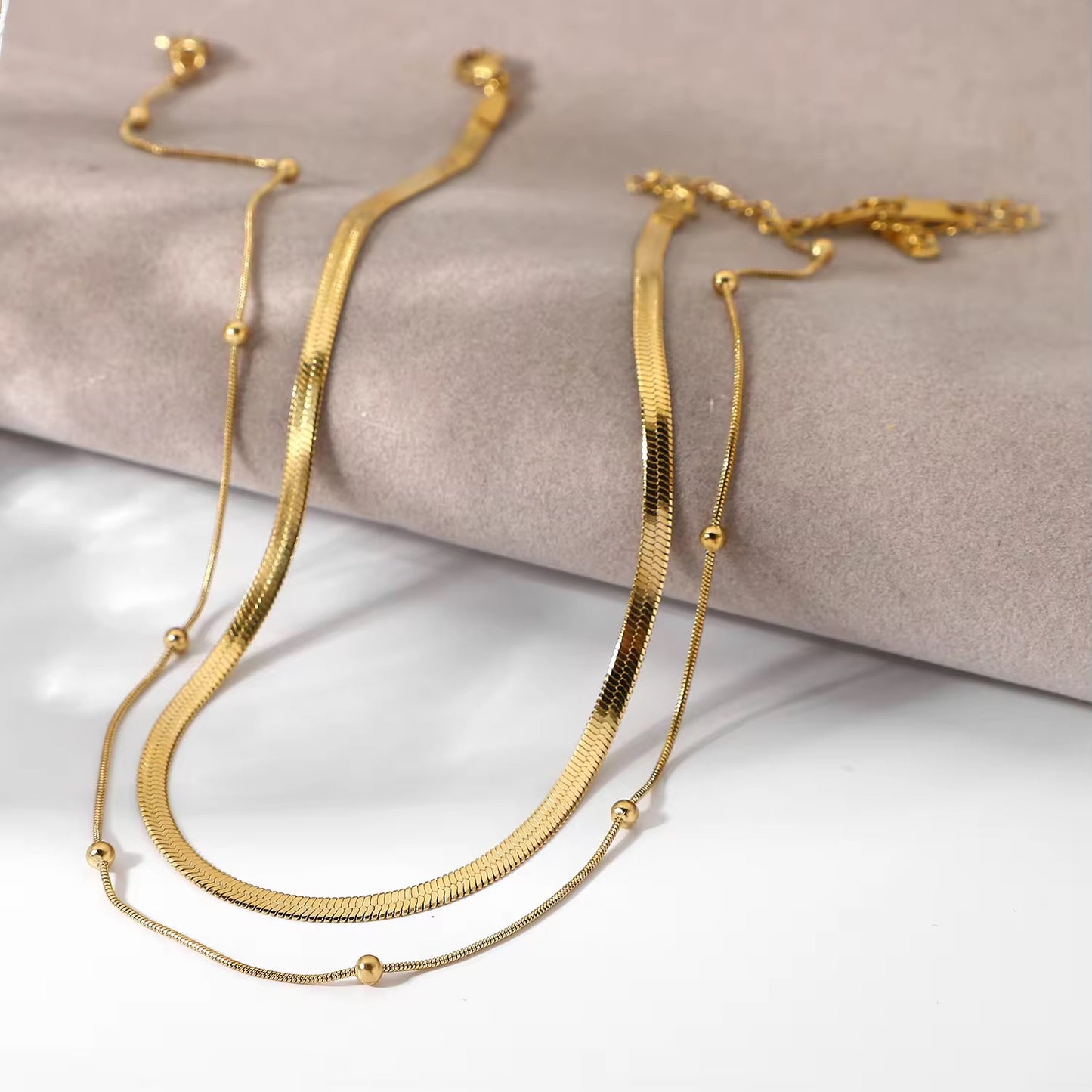 Dual Elegance Necklace: 18K Gold Plated