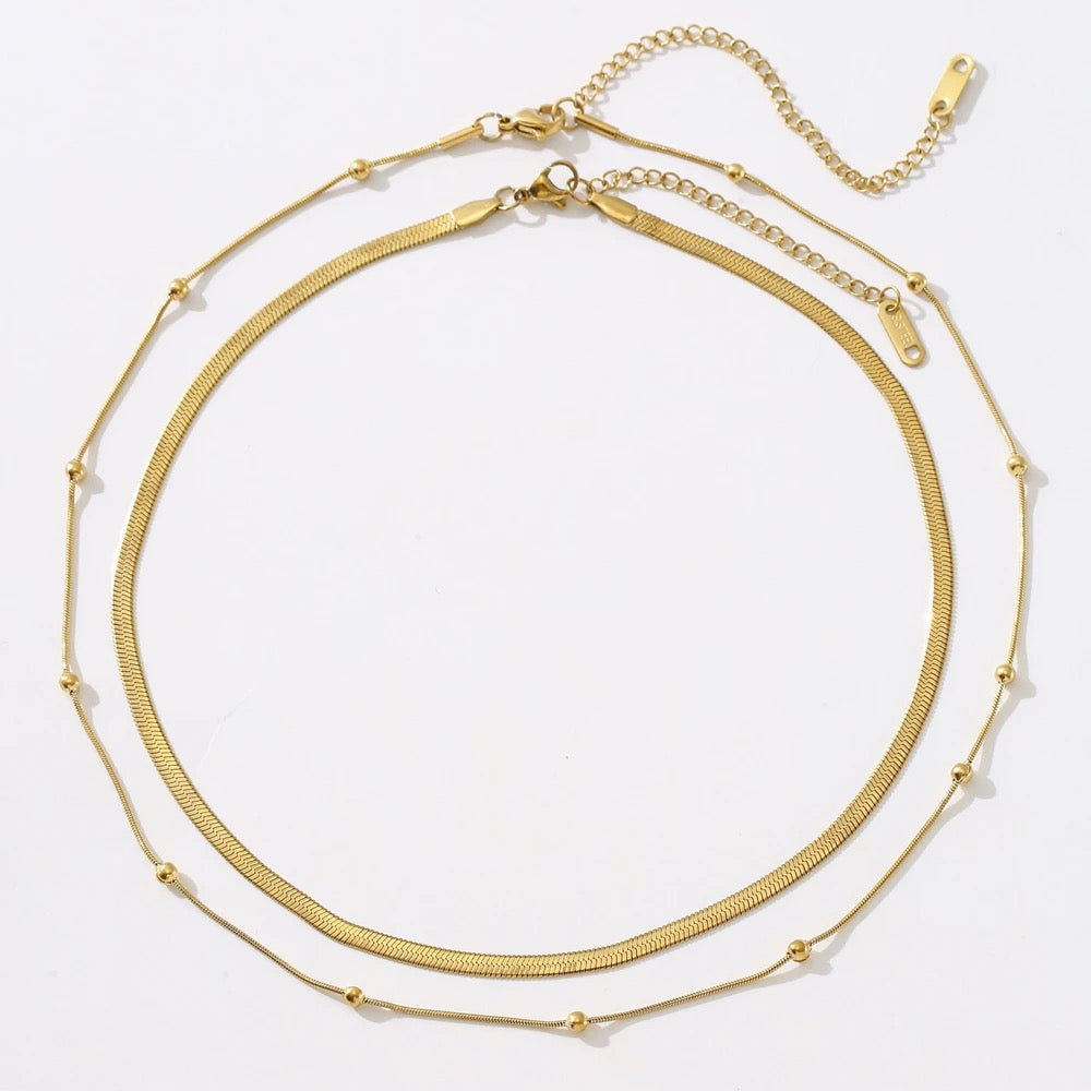 Dual Elegance Necklace: 18K Gold Plated