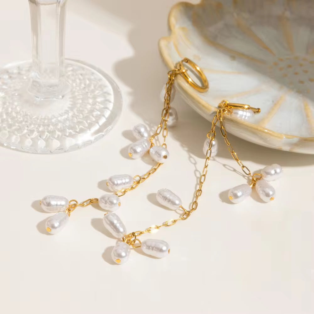 Pearl Tassel Earrings: 18K Gold Plated