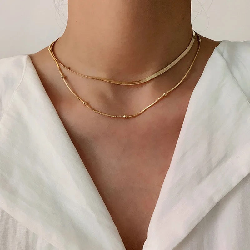 Dual Elegance Necklace: 18K Gold Plated