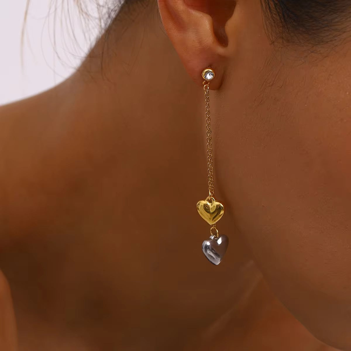 Jelly Heart Drop Earrings: 18K Gold Plated