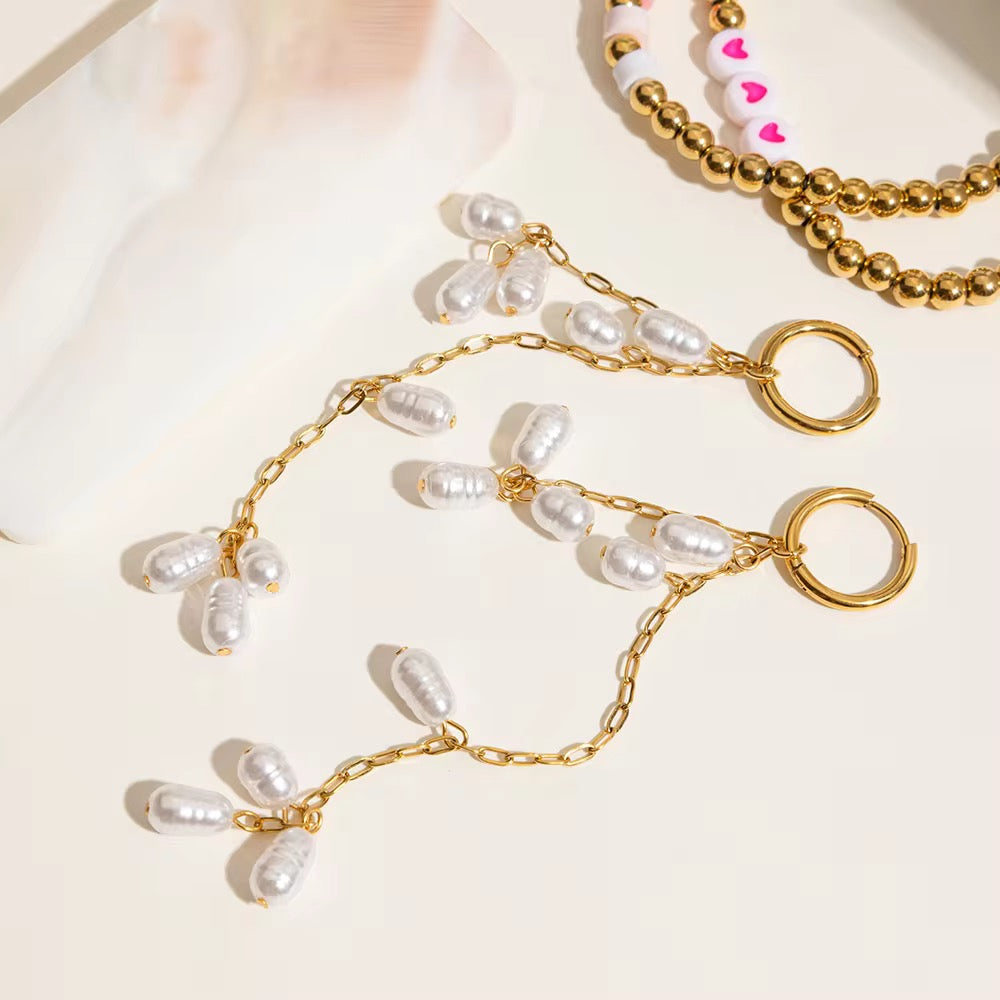 Pearl Tassel Earrings: 18K Gold Plated