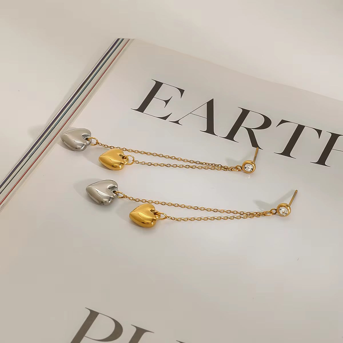 Jelly Heart Drop Earrings: 18K Gold Plated