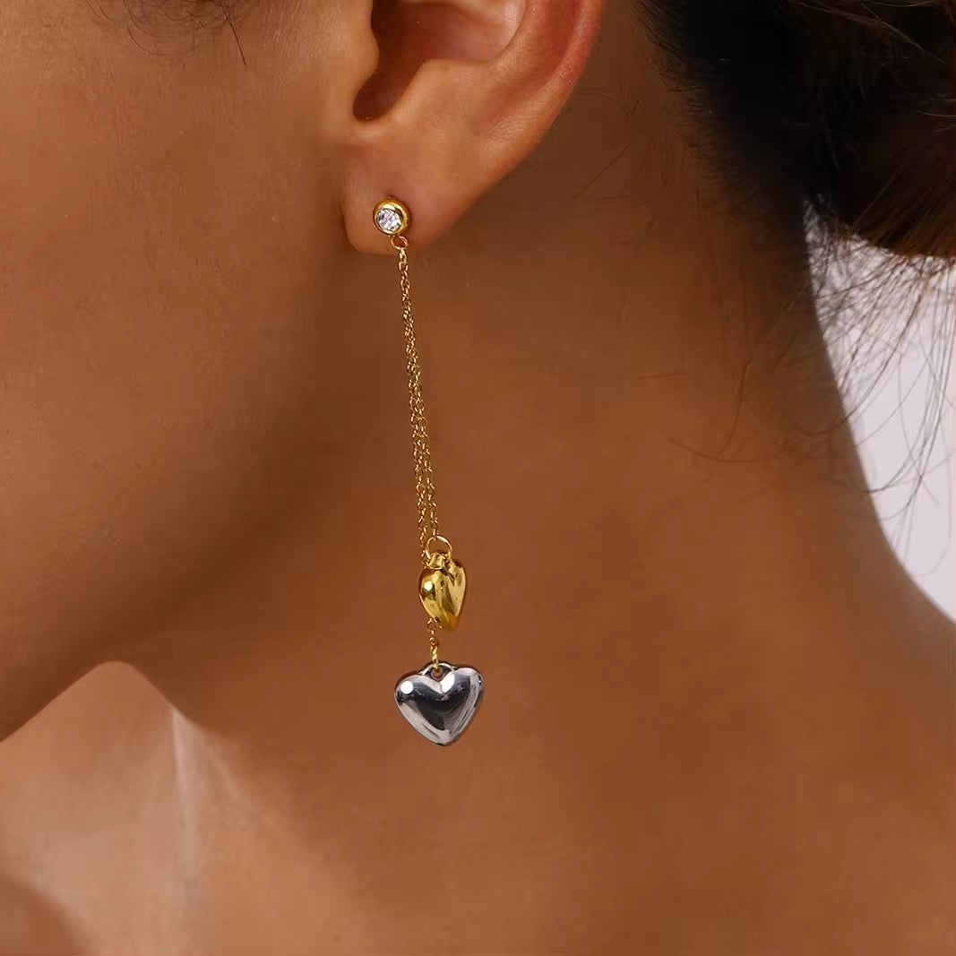 Jelly Heart Drop Earrings: 18K Gold Plated