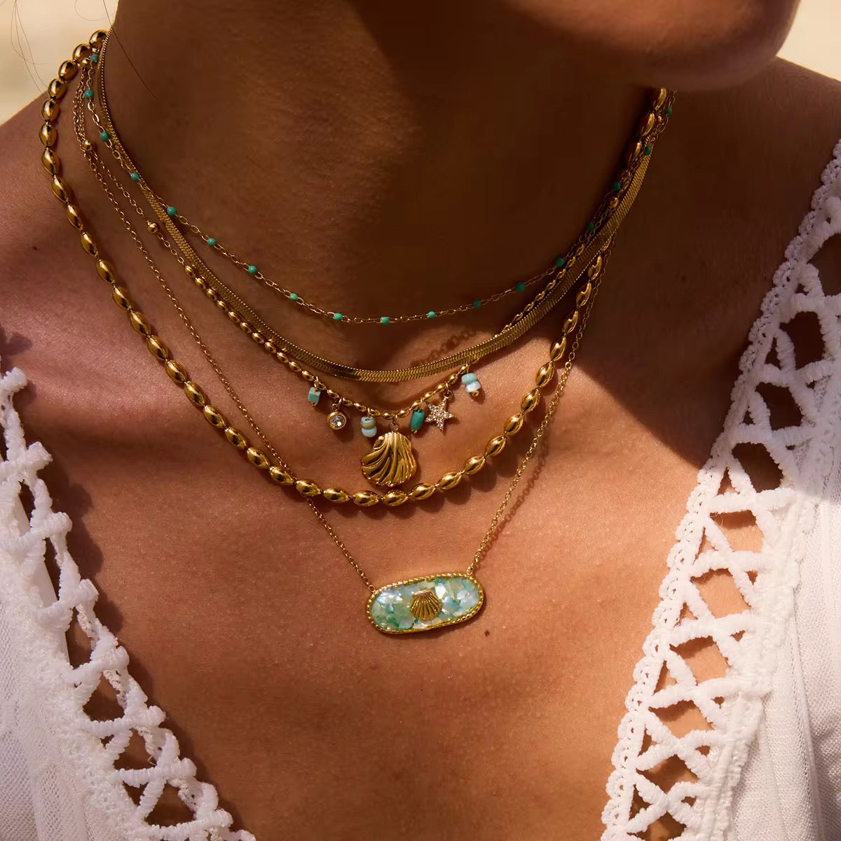 Sun and Sea Necklace: 18K Gold Plated