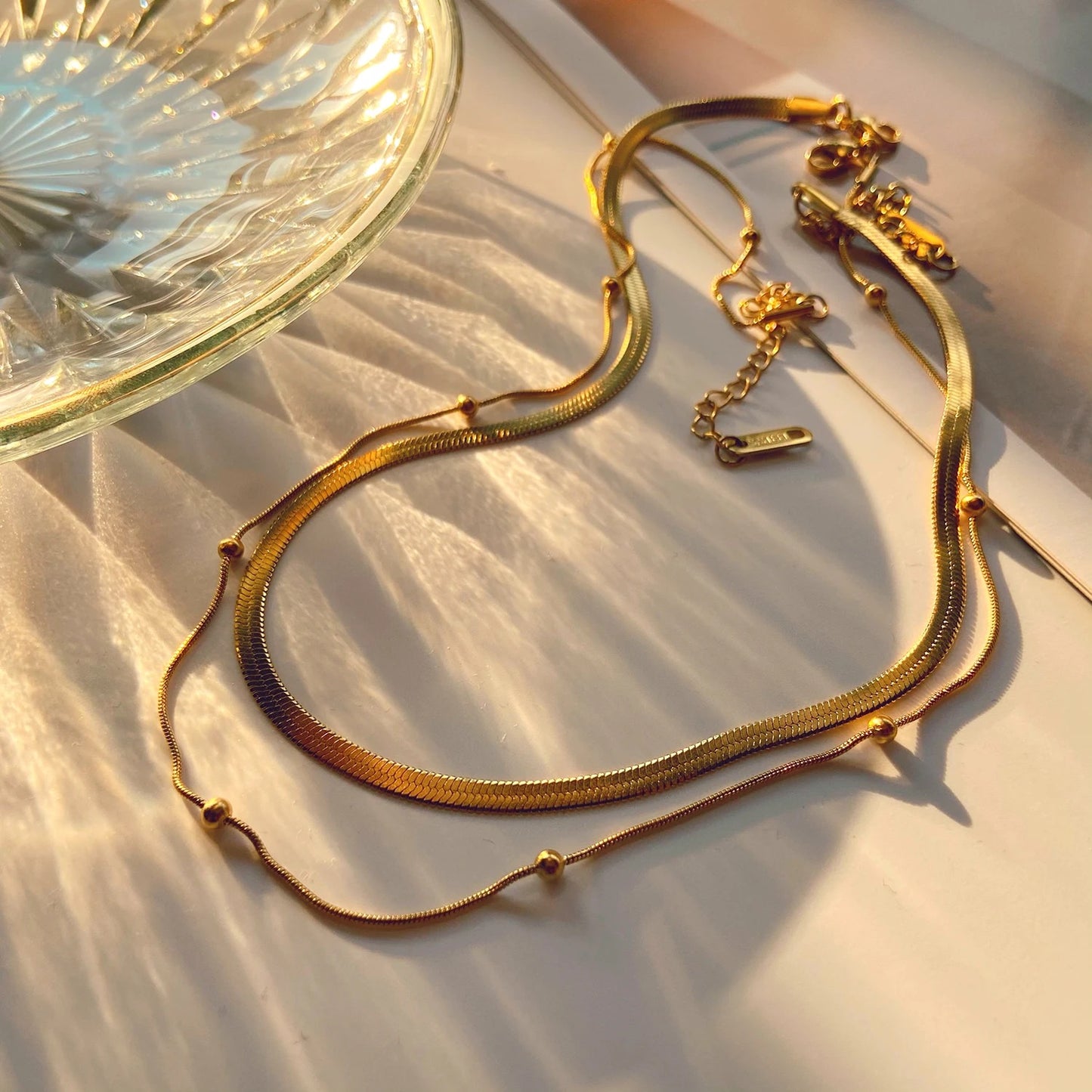 Dual Elegance Necklace: 18K Gold Plated