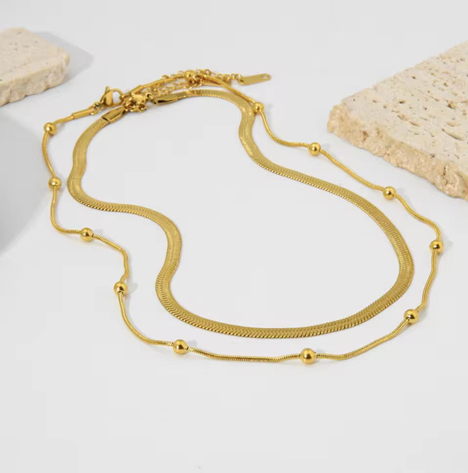 Dual Elegance Necklace: 18K Gold Plated