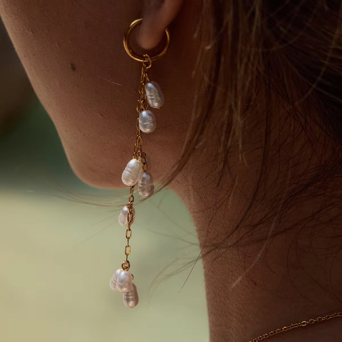 Pearl Tassel Earrings: 18K Gold Plated