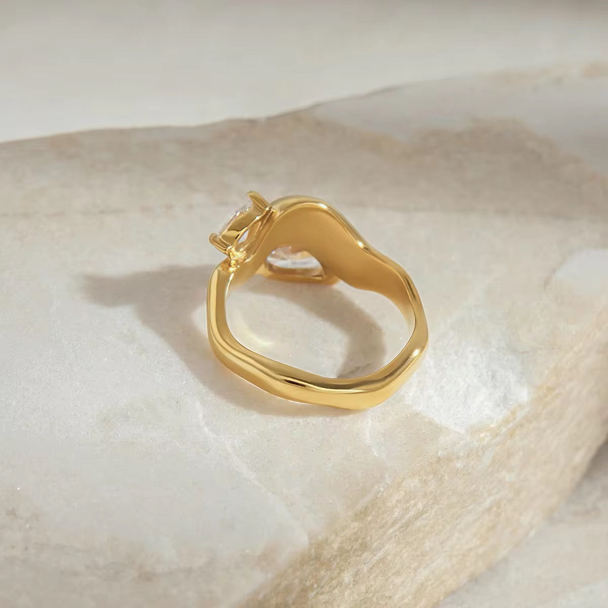 Twin Dewdrop Ring: 18K Gold Plated