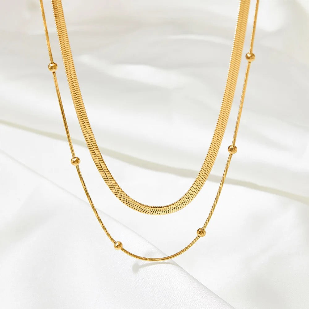Dual Elegance Necklace: 18K Gold Plated
