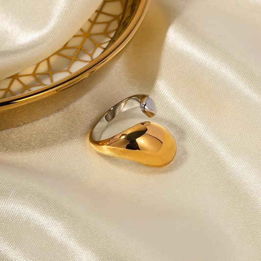Waterdrop Statement Open Ring: 18K Gold Plated