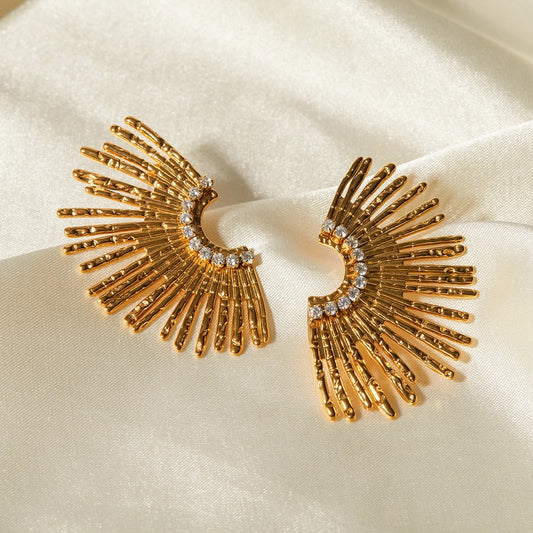 Sun Flower Earrings: 18K Gold Plated