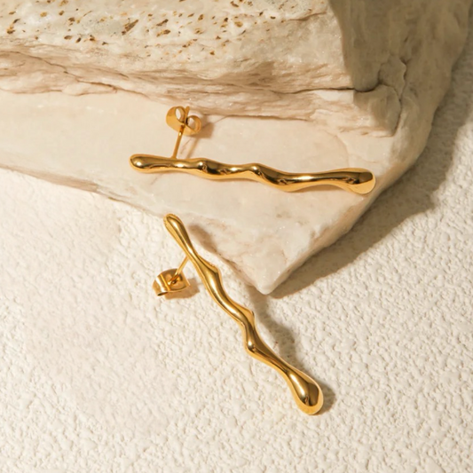 Liquid Gold Drop Earrings: 18K Gold Plated