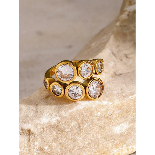 Starlight Zirconia Adjustable Ring: 18K Gold Plated