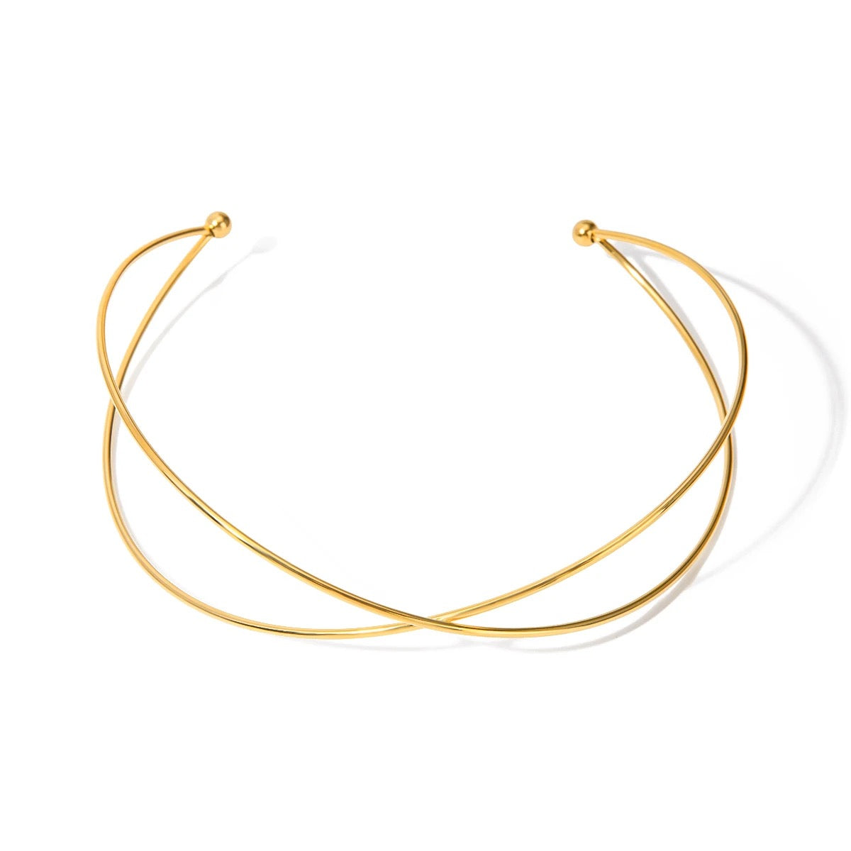 Cross Choker Necklace: 18K Gold Plated