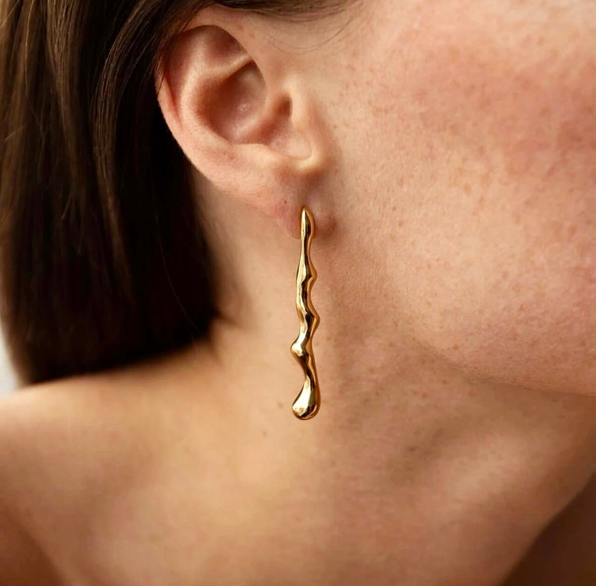 Liquid Gold Drop Earrings: 18K Gold Plated