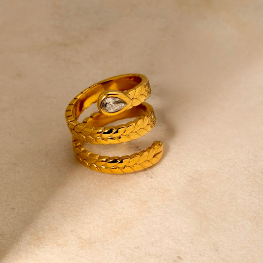 Pear Serpent Ring: 18K Gold Plated