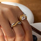 Twin Dewdrop Ring: 18K Gold Plated