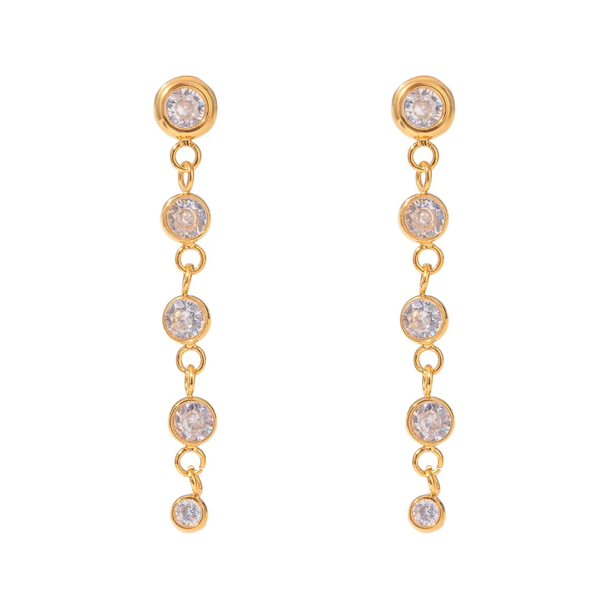 Dainty Zirconia Drop Earrings: 18K Gold Plated