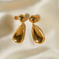 Water Drop Stud Earrings: 18K Gold Plated