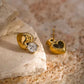 Sweet Heart Zirconia Stud Earrings: 18K Gold Plated