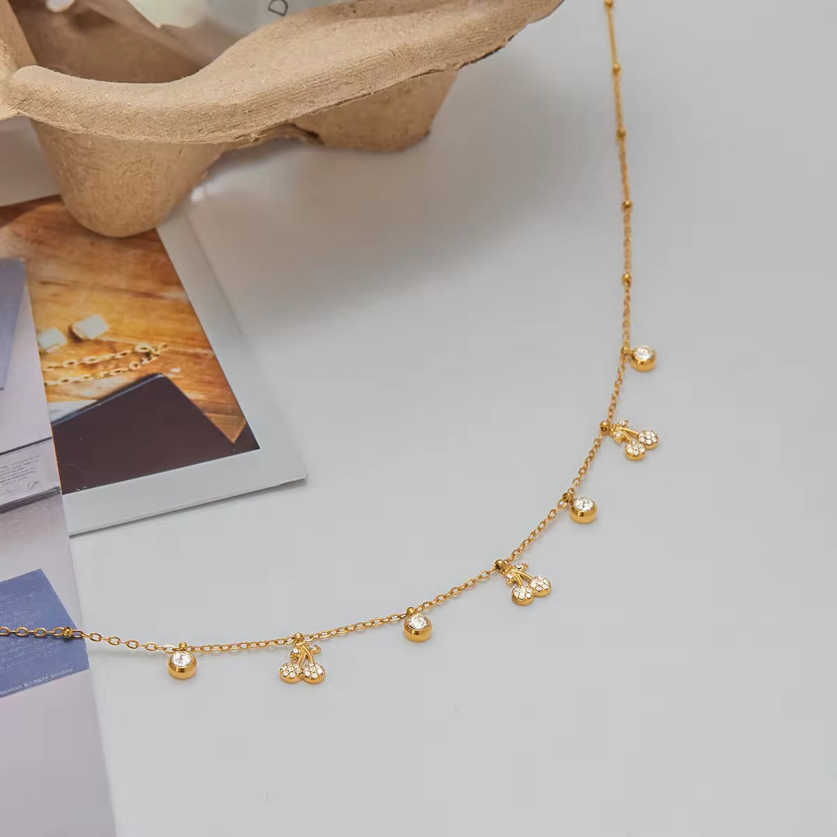 Cherry Charm Necklace: 18K Gold Plated