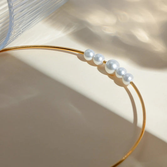 Pearl String Necklace: 18K Gold Plated