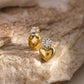 Sweet Heart Zirconia Stud Earrings: 18K Gold Plated