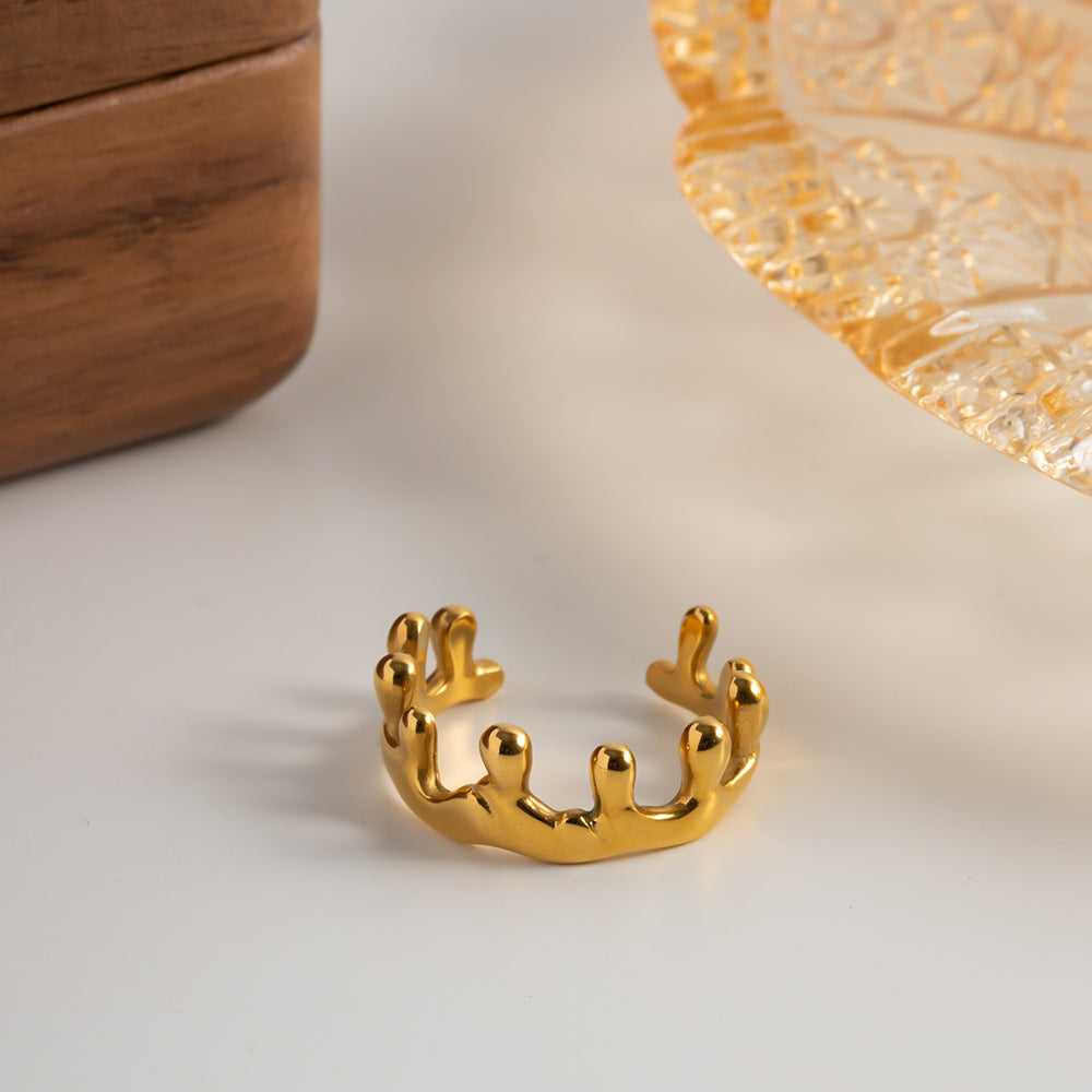 Melting Crown Ring: 18K Gold Plated