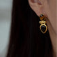 Brown Statement Earrings: 18K Gold Plated