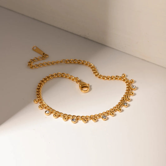 Zirconia Charm Bracelet: 18K Gold Plated