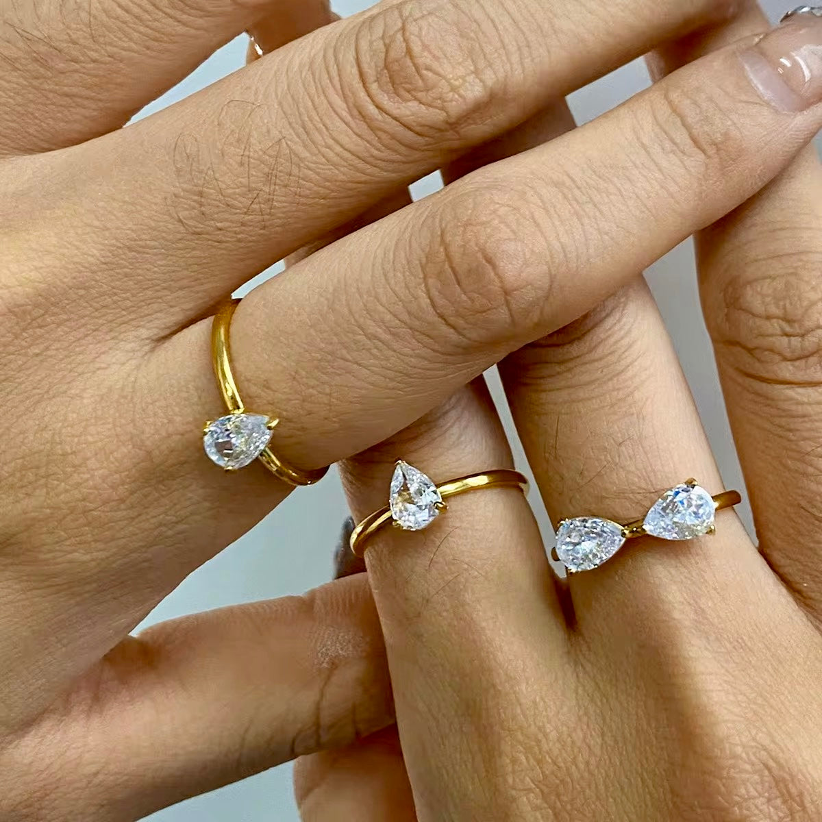 Four Leaf Clover Stackable Rings Set: 18K Gold Plated