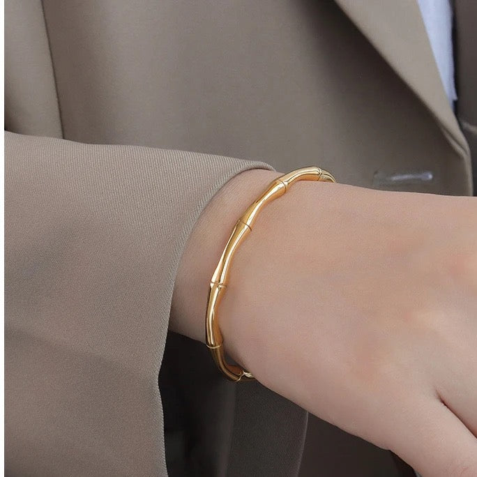 Bamboo Bracelet: 18K Gold Plated