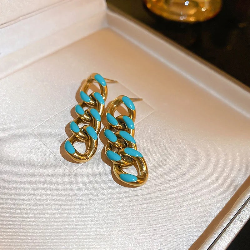 Chain Link Earrings: 18K Gold Plated