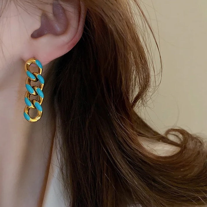 Chain Link Earrings: 18K Gold Plated