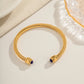 Natural Stone Twist Pave Bracelet: 18K Gold Plated