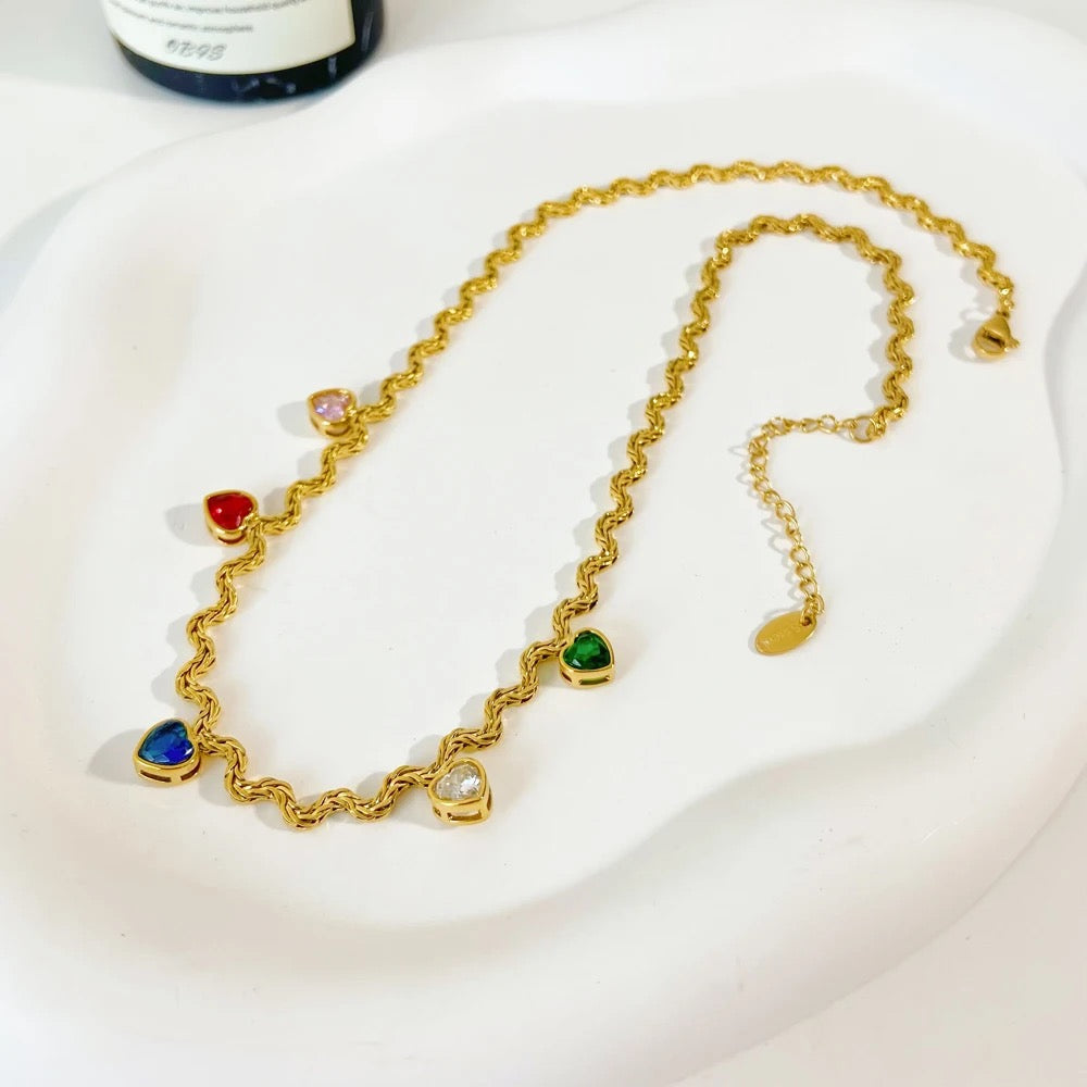 Jelly Hearts Necklace: 18K Gold Plated