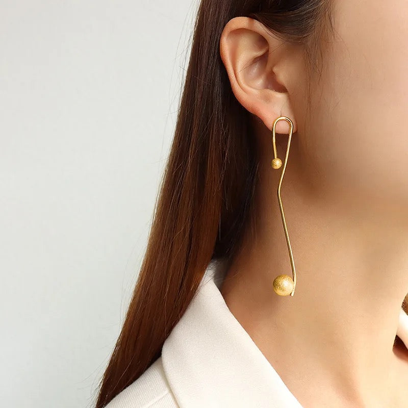 Golden Ball Mismatched Earrings: 18K Gold Plated