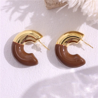 Chunky Enamel Hoop Earrings: 18K Gold Plated