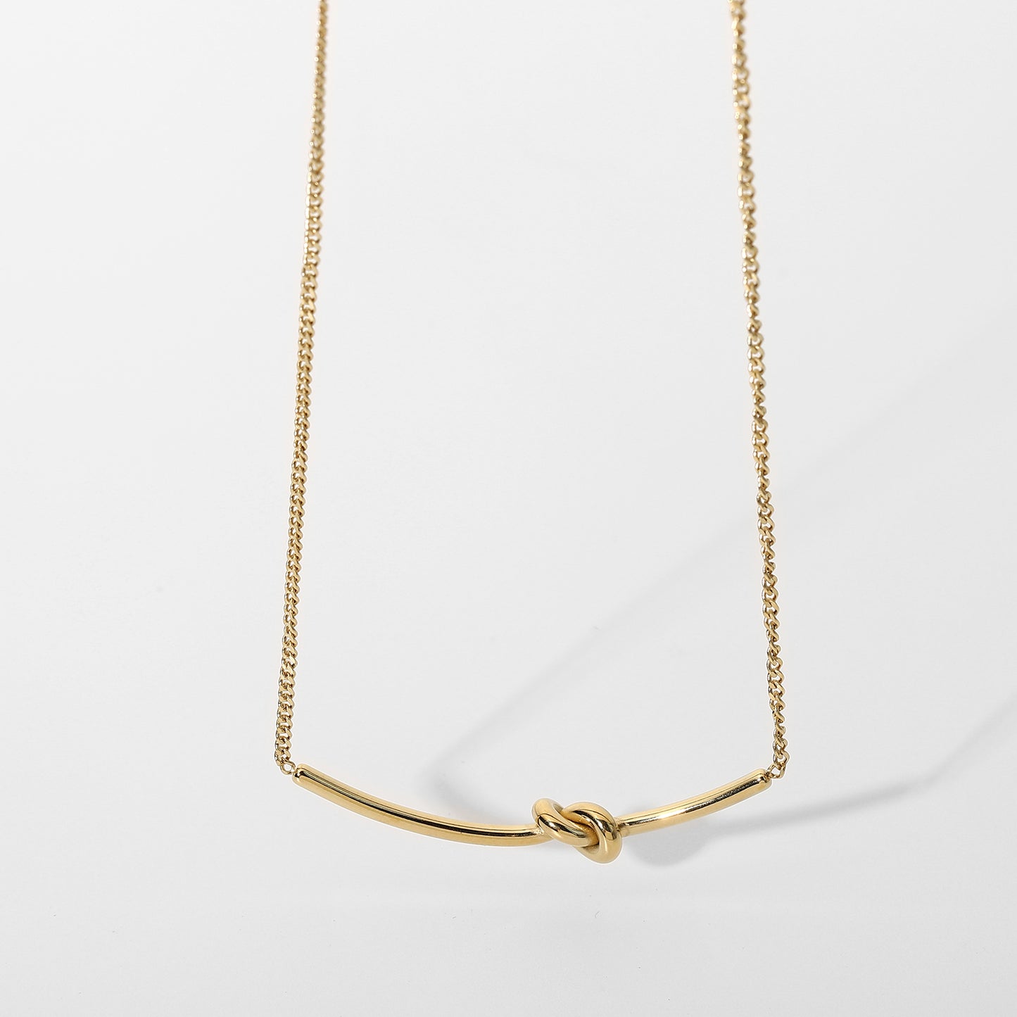 Knotted Bar Necklace: 18K Gold Plated