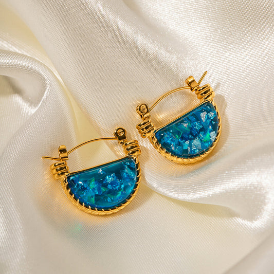 Ocean Blue Earrings: 18K Gold Plated