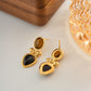 Brown Statement Earrings: 18K Gold Plated