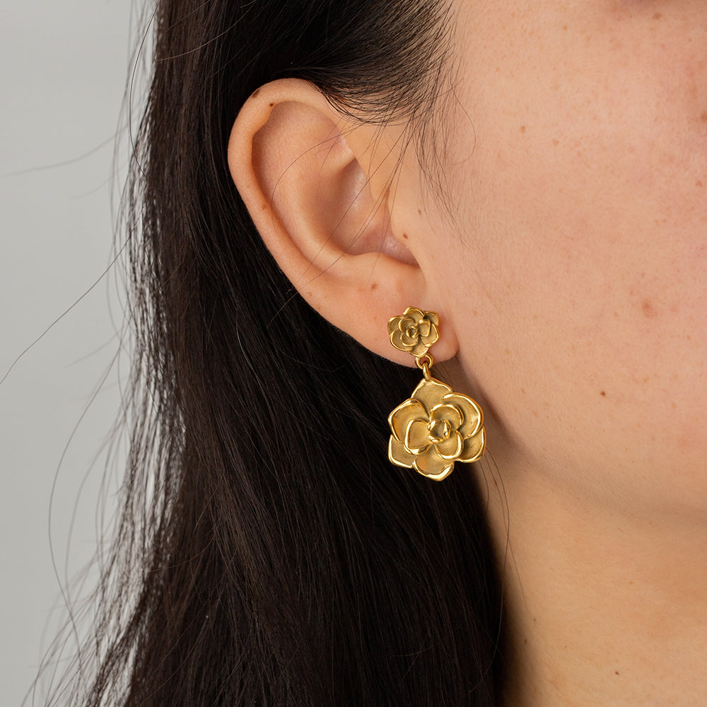 Camellia Earrings: 18K Gold Plated