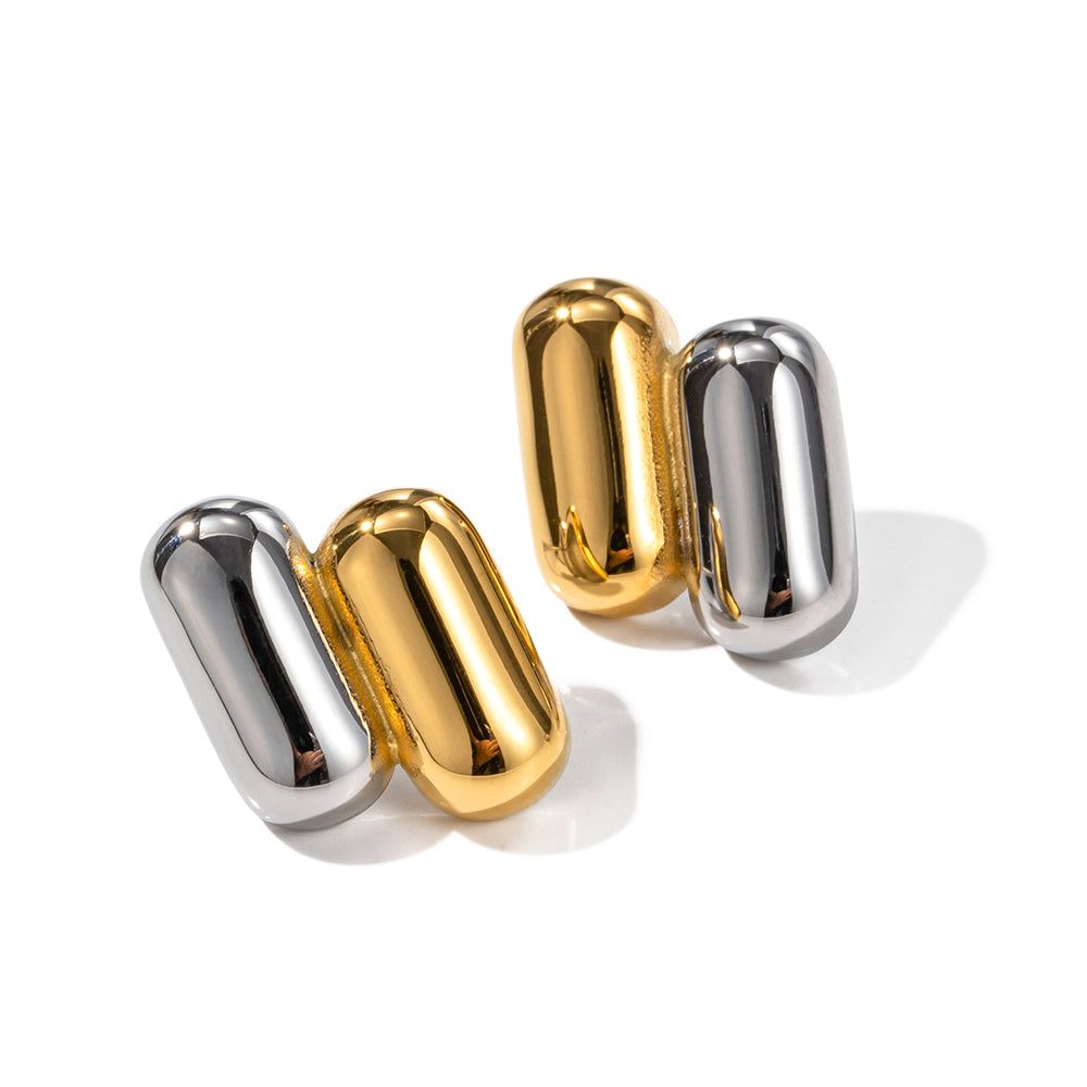 Capsule Stud Earrings: 18K Gold & Silver Plated